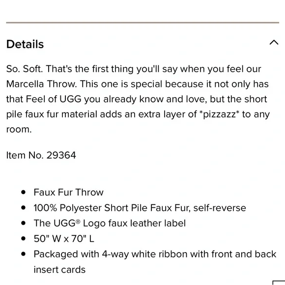 UGG Marcella Stone Throw Blanket NWT Faux Fur White Gray - Picture 4 of 10